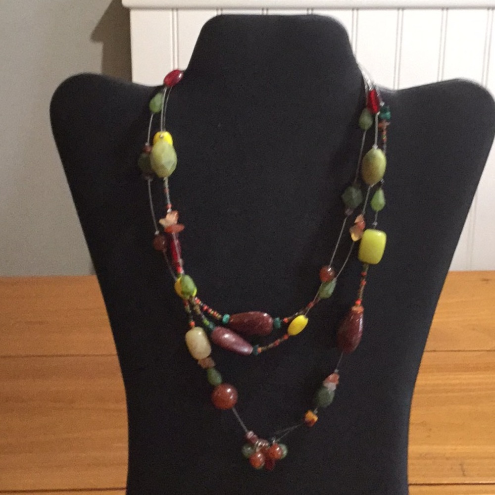 Gorgeous 3 strand adjustable multicolor necklace